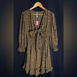 Floral Midi Dress with Bow Detail